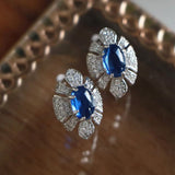 S925 Sterling Silver Oval Diamond Earrings for Women
