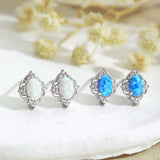 S925 Sterling Silver Oval Opal Earrings with Zircon - Women's Jewelry