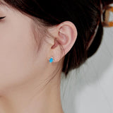 S925 Sterling Silver Oval Opal Earrings with Zircon - Women's Jewelry