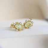 S925 Silver Oval Earrings Mint Green Glitter Jewelry Women's Gift