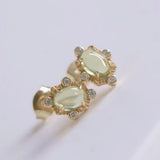 S925 Silver Oval Earrings Mint Green Glitter Jewelry Women's Gift