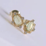 S925 Silver Oval Earrings Mint Green Glitter Jewelry Women's Gift