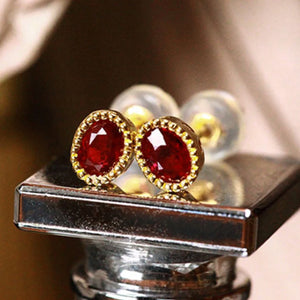 Sterling Silver Red Diamond Earrings for Women