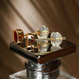 Sterling Silver Red Diamond Earrings for Women