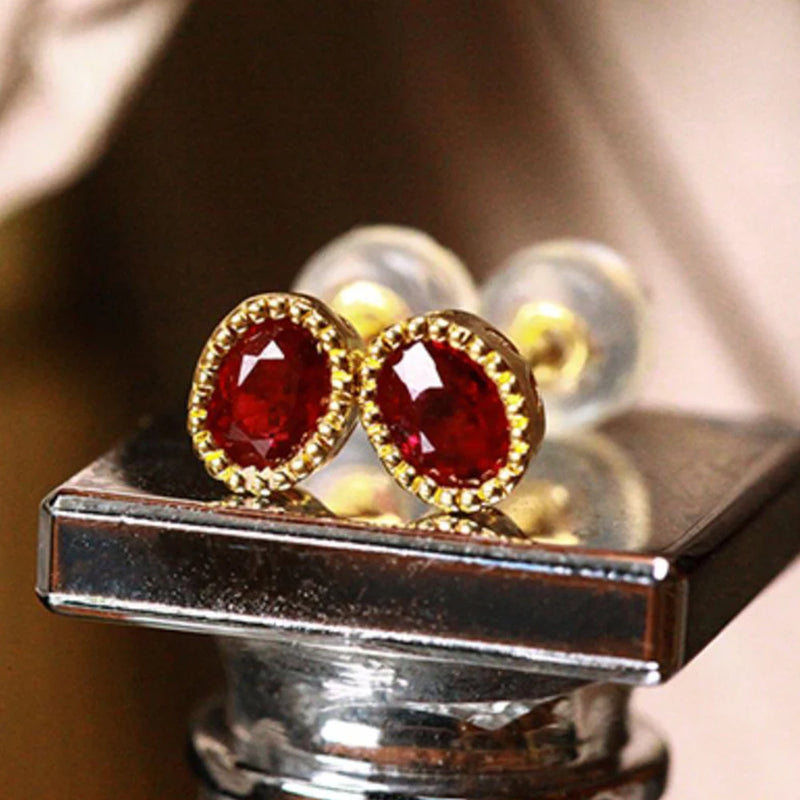 Sterling Silver Red Diamond Earrings for Women
