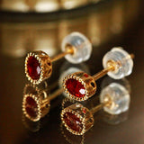 Sterling Silver Red Diamond Earrings for Women