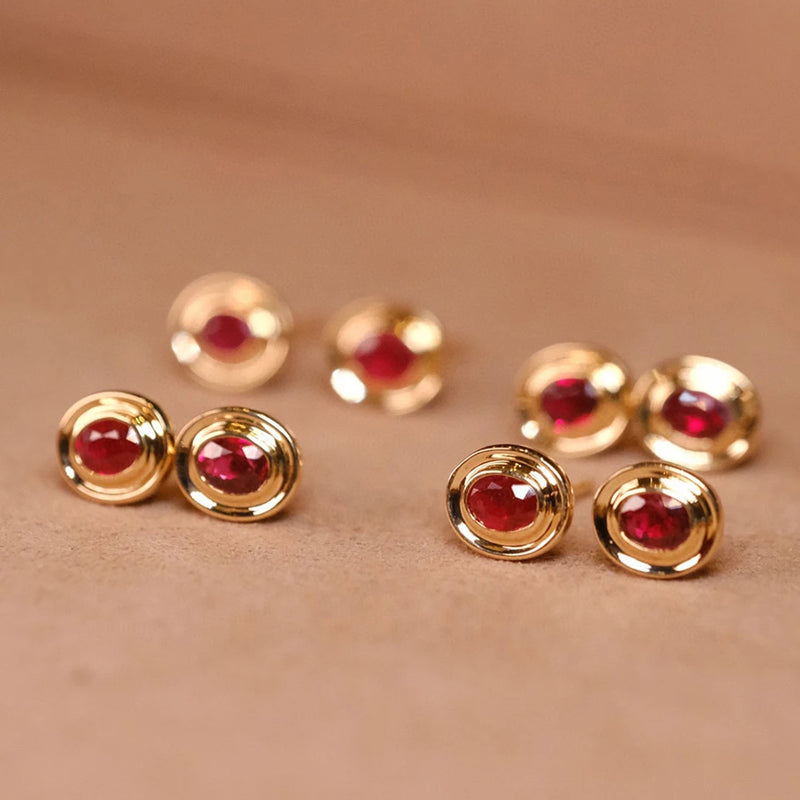 S925 Sterling Silver Earrings Red Diamond Vintage Jewelry For Women