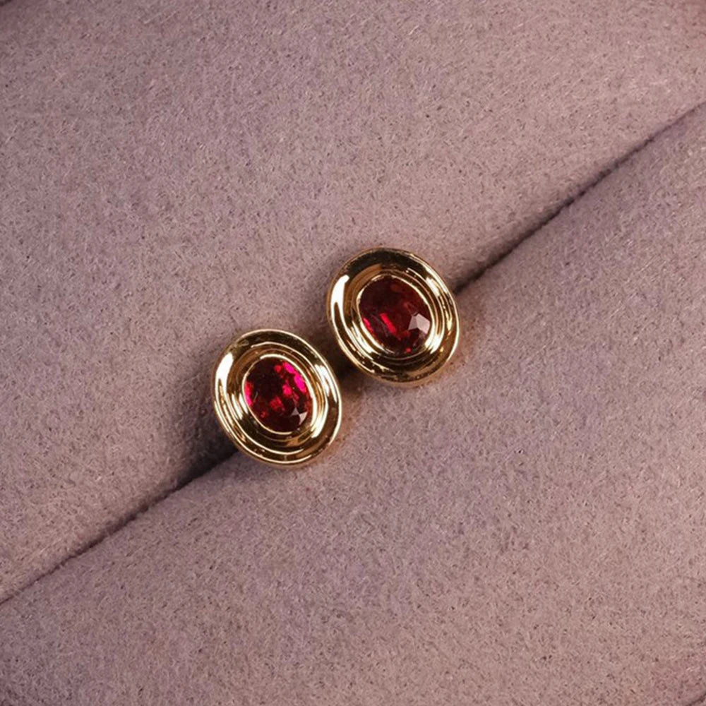 S925 Sterling Silver Earrings Red Diamond Vintage Jewelry For Women