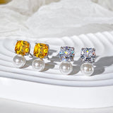S925 Silver Earrings Women Pearl Diamond 7mm Zircon Jewelry Holiday Gift