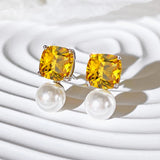 S925 Silver Earrings Women Pearl Diamond 7mm Zircon Jewelry Holiday Gift