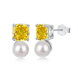 S925 Silver Earrings Women Pearl Diamond 7mm Zircon Jewelry Holiday Gift