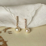 S925 Sterling Silver Pearl Diamond Earrings for Women