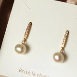S925 Sterling Silver Pearl Diamond Earrings for Women
