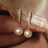 S925 Sterling Silver Pearl Diamond Earrings for Women