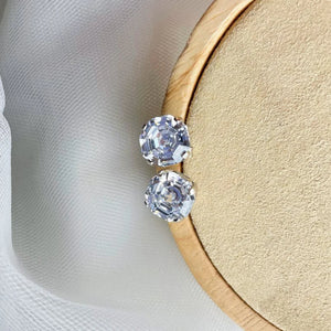 S925 Silver Rectangular Diamond Earrings for Women, Zircon Jewelry, Holiday Gift
