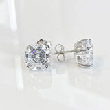 S925 Silver Rectangular Diamond Earrings for Women, Zircon Jewelry, Holiday Gift