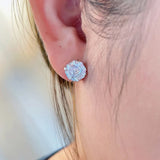 S925 Silver Rectangular Diamond Earrings for Women, Zircon Jewelry, Holiday Gift