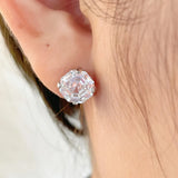 S925 Silver Rectangular Diamond Earrings for Women, Zircon Jewelry, Holiday Gift