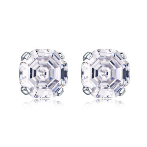 S925 Silver Rectangular Diamond Earrings for Women, Zircon Jewelry, Holiday Gift