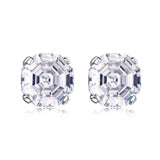 S925 Silver Rectangular Diamond Earrings for Women, Zircon Jewelry, Holiday Gift