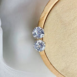 S925 Silver Rectangular Diamond Earrings for Women, Zircon Jewelry, Holiday Gift