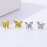 S925 Sterling Silver Butterfly Earrings Women Retro Jewelry Gift