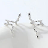 S925 Sterling Silver Snake Clip Earrings Retro Style Jewelry Gift