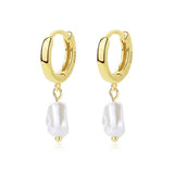 S925 Sterling Silver Pearl Earrings Circle Female Jewelry