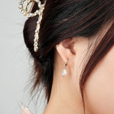 S925 Sterling Silver Pearl Earrings Circle Female Jewelry