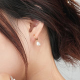 S925 Sterling Silver Pearl Earrings Circle Female Jewelry