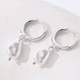 S925 Sterling Silver Pearl Earrings Circle Female Jewelry