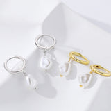 S925 Sterling Silver Pearl Earrings Circle Female Jewelry