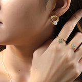 S925 Sterling Silver Pearl Earrings Circle Geometry Jewelry