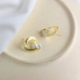 S925 Sterling Silver Pearl Earrings Circle Geometry Jewelry