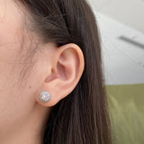 S925 Silver Ball Earrings Hip Hop Zircon Girl's Gift