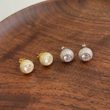 S925 Silver Ball Earrings Hip Hop Zircon Girl's Gift