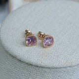 S925 Sterling Silver Purple Diamond Square Earrings Sparkling Jewelry for Women