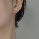 S925 Sterling Silver Purple Diamond Square Earrings Sparkling Jewelry for Women