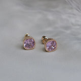 S925 Sterling Silver Purple Diamond Square Earrings Sparkling Jewelry for Women