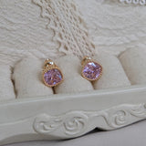 S925 Sterling Silver Purple Diamond Square Earrings Sparkling Jewelry for Women