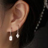 S925 Square Star Diamond Earrings for Women, Wedding Jewelry