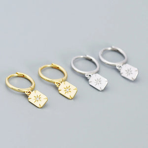 S925 Square Star Diamond Earrings for Women, Wedding Jewelry