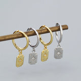 S925 Square Star Diamond Earrings for Women, Wedding Jewelry