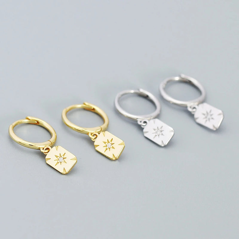 S925 Square Star Diamond Earrings for Women, Wedding Jewelry
