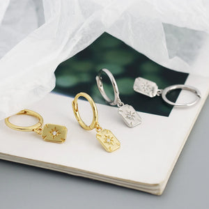 S925 Square Star Diamond Earrings for Women, Wedding Jewelry