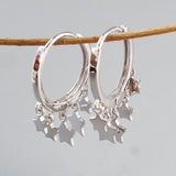 S925 Silver Star & Circle Earrings Women's Jewelry