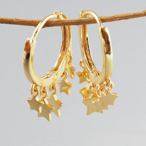 S925 Silver Star & Circle Earrings Women's Jewelry