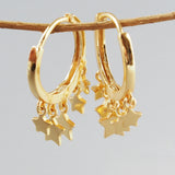 S925 Silver Star & Circle Earrings Women's Jewelry