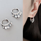 S925 Silver Star & Circle Earrings Women's Jewelry
