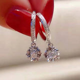 S925 Sunflower Earrings Diamonds Bright Jewelry Party Gift
